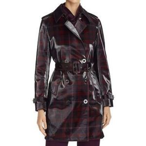Elle Tahari Natania Polyester Plaid Trench Coat